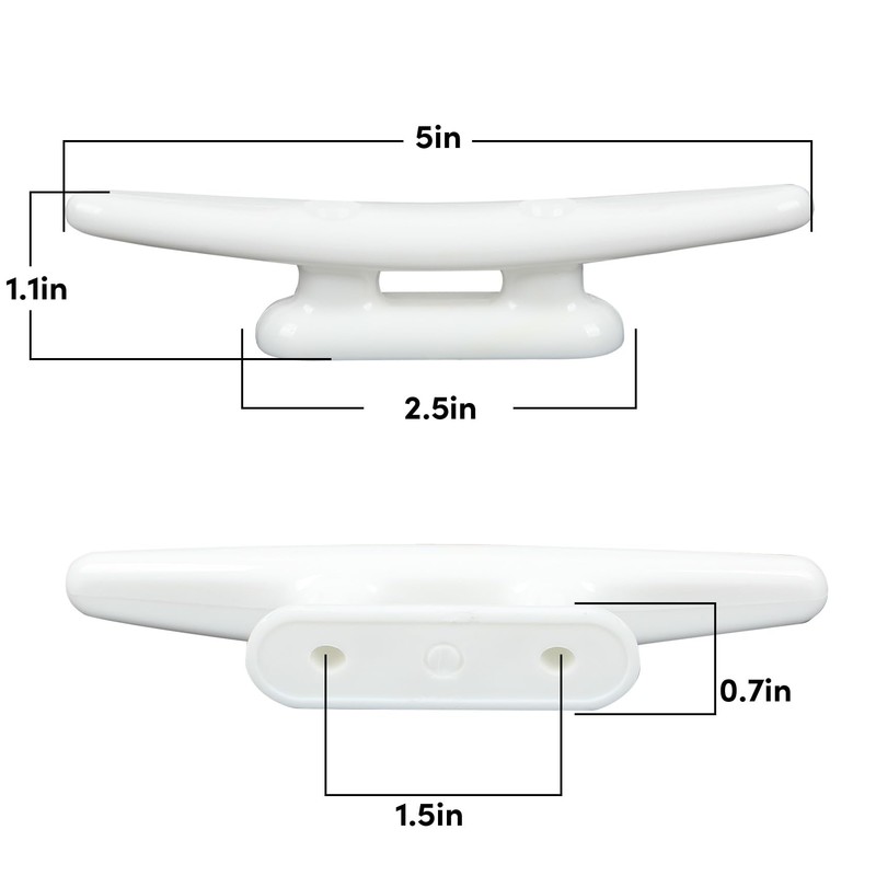 WTMORE Boat Cleats 5inch, High Impact White Nylon Dock Cleats,Boat