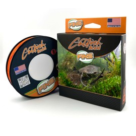 FINS Catfish Braid - Ultra-Strong 8-End HT-PE Fishing Line Smooth Casting Wire, No Stretch, High Durability, Abrasion-Resistant Long Casts No Line Digging - Made in USA - Orange - 30 lb - 500 Yds