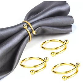16 Pcs Gold Napkin Rings - Round Napkin Ring,Stainless Steel Napkin Rings,Metal Napkin Ring for Table Settings Wedding Christmas Party Dinner Table(Spring Type)