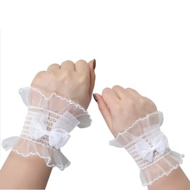 VPbao Women's Flare Cuffs, Flared Cuffs, Sleeve Closure, Hollow Crochet, Replacement Sleeves, J: White