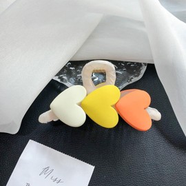 HIFANMM Valentines Heart Hair Claw Clips Large Hair Clips Yellow White Orange Hearts Hair Accessories for Women Girls, Matte Banana Clips Strong Hold Non Slip Hairpins for Thick or Thin Hair 1 Pcs