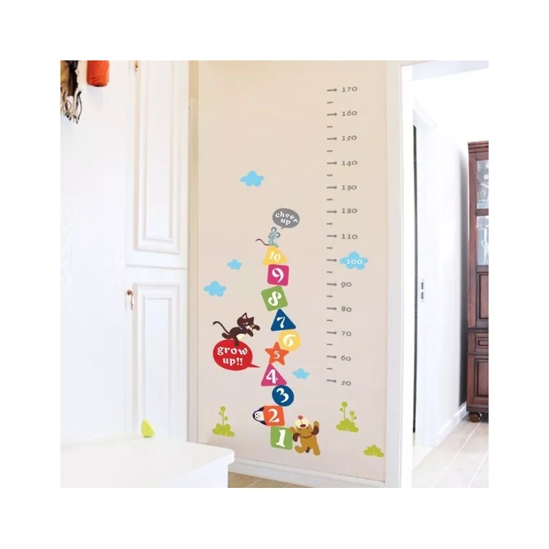 DaraBaby Vinil Decorativo Infantil Regla Medición Números Gato Yperro