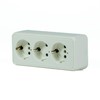 White Surface-Mounted Socket 3-Way Child Protection Fireproof