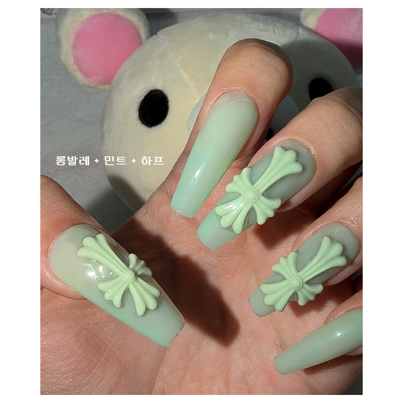 Cross Gothic Chrome Handmade Nail Tips - Ballerina / 십자가