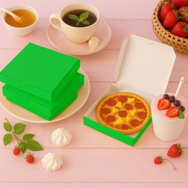 CAOXIAOXUYAO CAOXIAOXUYAO 50 Pcs Mini Pizza Boxes Mini Dessert Boxes5.1 x 5.1 x 0.78 inches for Parties, Bakeries, and Food Delivery,CelebrationsChristmas Birthdays (Green)