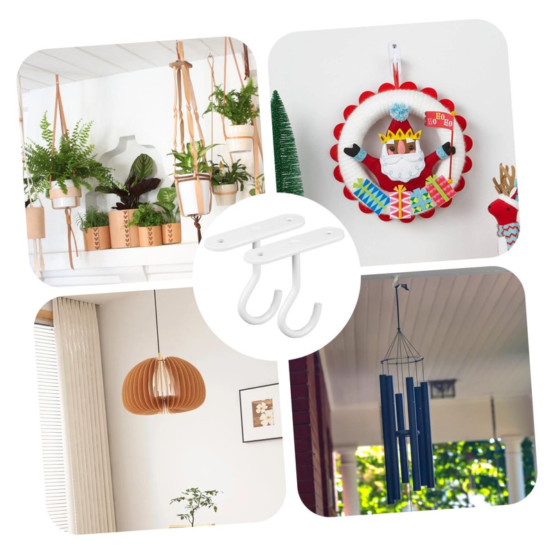IWOWHERO 2 Pcs Heavy Duty Ceiling Hooks White Plant Hangers