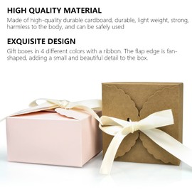 FORYNXHWIN 20 Pack Scalloped Paper Square Gift Boxes with Ribbon, 9 x 9 x 5 cm/3.54 x 3.54 x 1.96 Inches Small Gift Boxes for Wedding Birthday Easter Christmas Party Gifts Favours (4 Colours)