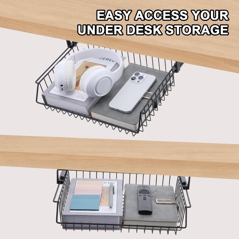 Under Desk Drawer, Slide Out Design,No Drill Metal Under Desk