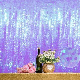 JYFLZQ Lavender Payette Sequin Backdrop Curtains 8ft x 8ft Glitter Shimmer Purple Sequin Background Photo Booth Backdrops for Girls Birthday Parties