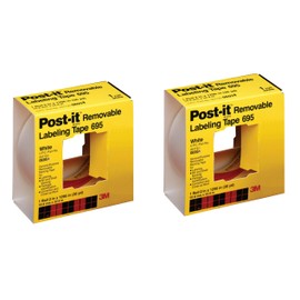 Labeling Tape 695, 2 in x 36 yds, Removable, Covers Mistakes neatly, White (2 Pack)