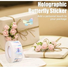 Does Not Apply 100Pc Metal Holographic Thank You Stickers Rainbow Foil Self Adhesive Butterfly