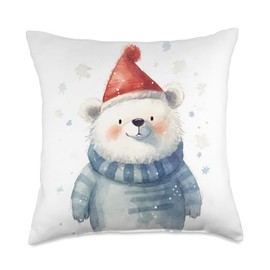 Icebear theme Christmas Danish Design Polar Bear Winter Throw Pillow, 18x18, Multicolor