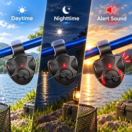 Electronic Fishing Bite Alarm for Rod Monitoring – Audible Buzzer & Light Indicator for Day and Night Fishing – Batteries Included