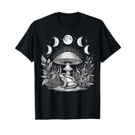 Cute Cottagecore Aesthetic Frog Mushroom Moon Frog T-Shirt