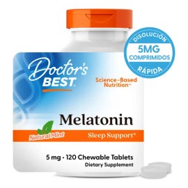 Melatonina Doctors Best de 5 mg para un Descanso Profundo y Reparador, 120 Tabletas Masticables                                                       
