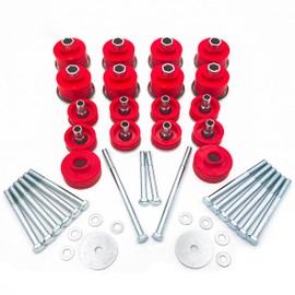 TOPTHANE 1999-2007 F250 F350 Body Cab Mounts, KF04058BK Body Mount Bushing Kit, Cab Bushing Kit, Steel Sleeves & Hardware (Red)