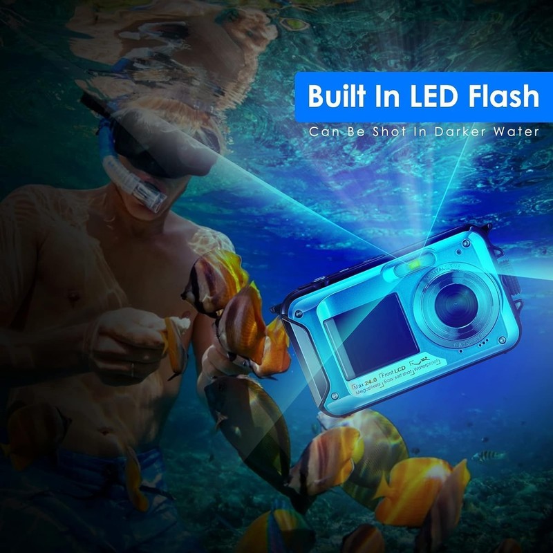 Helangel Digital Camera Waterproof Full HD 2.7K 48MP Underwater Camera