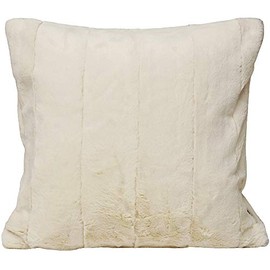 Empress Large Square Cushion Cover - Cream - Super Soft Faux Fur - Reversible - Zip Closure - Machine Washable - 100% Polyester - 55 x 55cm (22" x 22" inches) - Made by Riva Paoletti