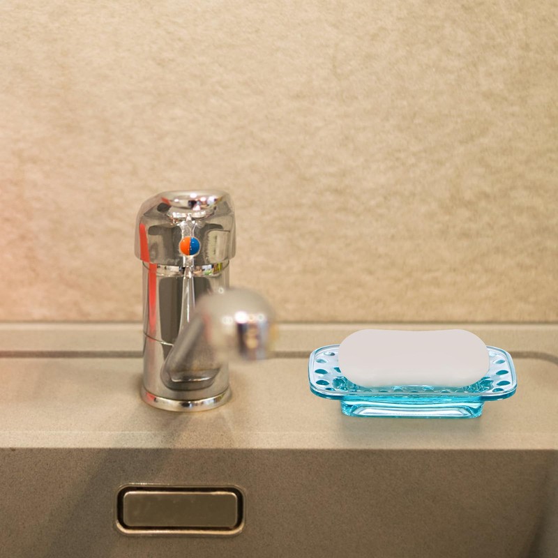 BIMUYI Soap Dish Holder, Glass Soap Tray, Decorative Soap Dish,