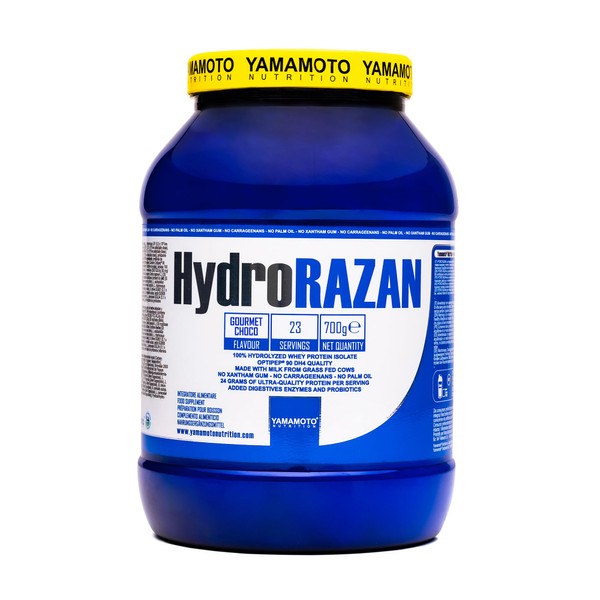 YAMAMOTO Nutrition, Hydro RAZAN 700 g, Food Supplement Based on Optipep Hydrolyzed Whey Protein, Protein Powder with Probiotics and Enzymes, Chocolate Flavour