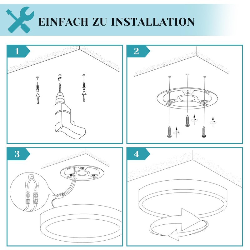 ZMH Ceiling Light LED Ceiling Light Bathroom Lamp Flat 15