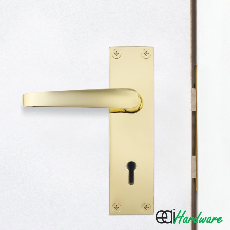 EAI Polished Brass Door Handle Key Lock Set | 1