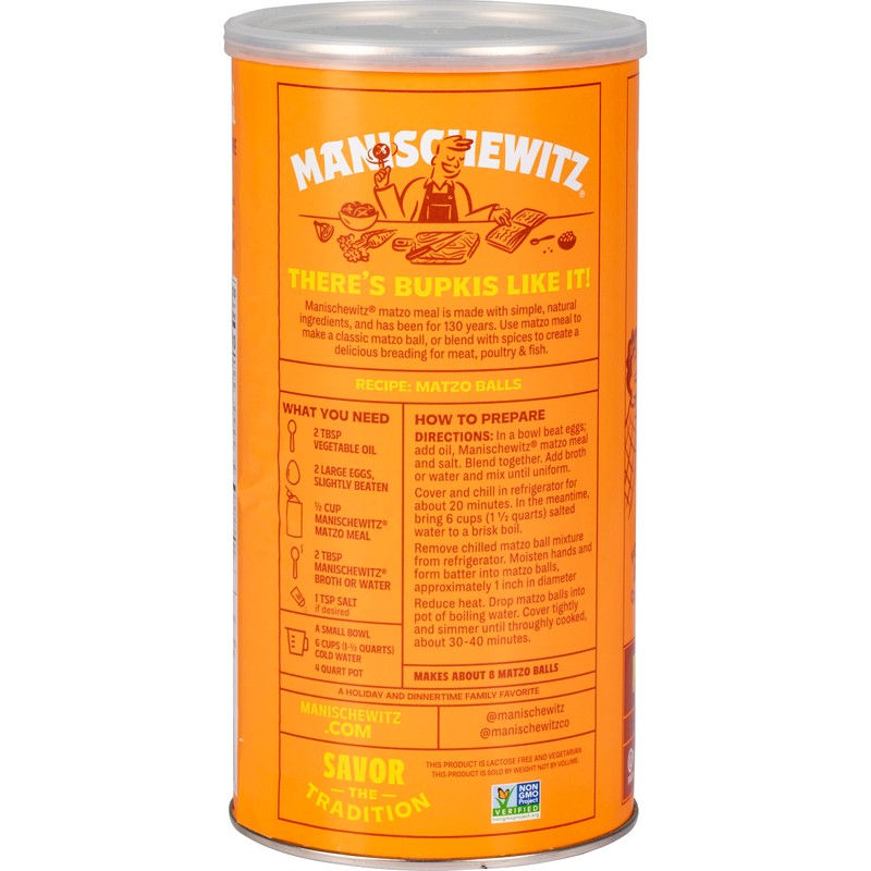 Manischewitz Matzo Meal, 27 Ounce Resealable Canister" Kosher For Passover