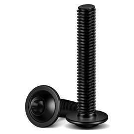 MewuDecor M8 x 40mm Flanged Button Head Socket Cap Screws, Black Oxide, Full Thread, Allen Socket Drive, 304 Stainless Steel, 10 PCS