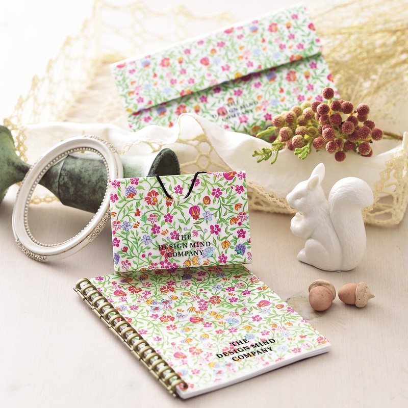 リヒトラブ 通帳ケース ホルダー型 フラワーイメージ 青 D1184-8