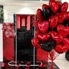 18 Inch Black Red Heart Balloons, 12 Pcs Heart Foil