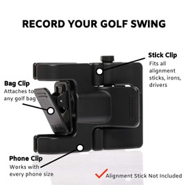 SelfieGOLF Record Golf Swing - Cell Phone Holder Golf Analyzer Accessories | Winner of The PGA Best Product | Selfie Putting Training Aids Works with Any Golf Bag and Alignment Stick