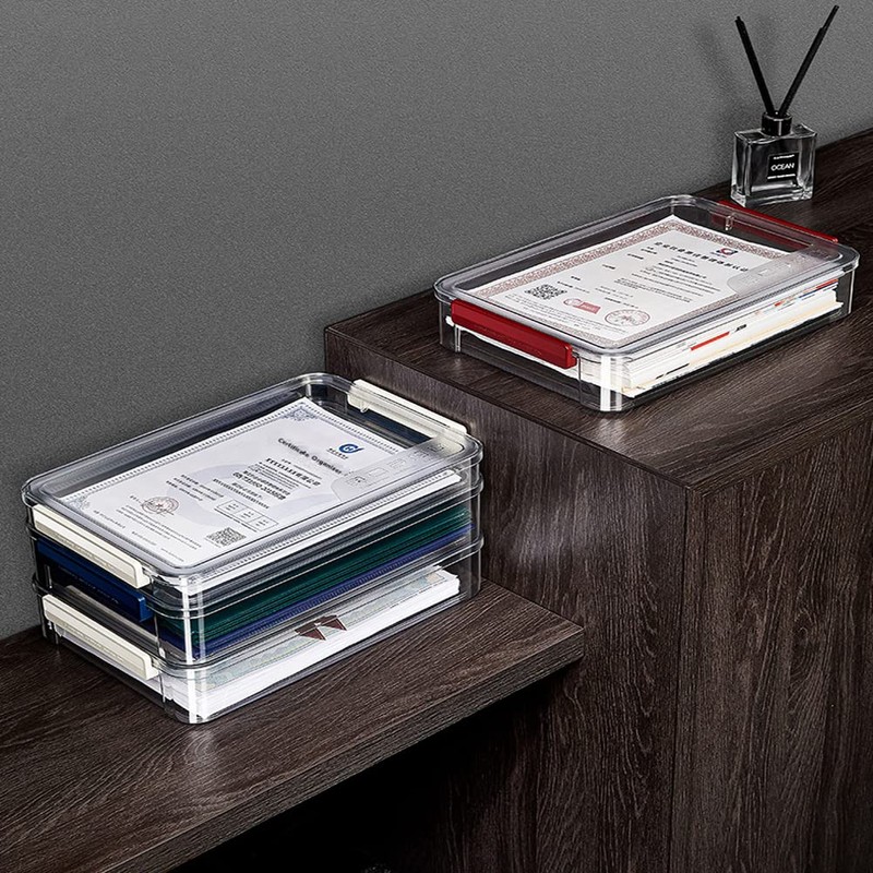 Comforhous 2 Pack Document Storage Clear Plastic Storage Boxes with
