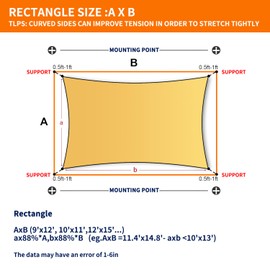 OOTONAT OOTONAT 16' x 20' Rectangular Sun Sail Shades Canopy UV Block Outdoor Shades for Patio Garden Backyard Pergola Shade Cover Sand