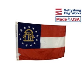 3x5' State of Georgia Flag - All Weather Nylon & Reinforced Fly End Stitching - Made in USA