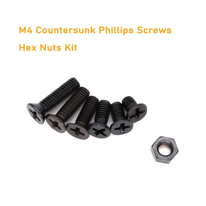 BinifiMux M4 Flat Head Screws and Hex Nuts Phillips, Countersunk