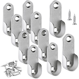 10 Pieces Zinc Alloy Oval Wardrobe Hanging Rail with 20 Pieces Screws Wardrobe Flange Bracket Support for 16 mm / 0.6 Inch Diameter Rod