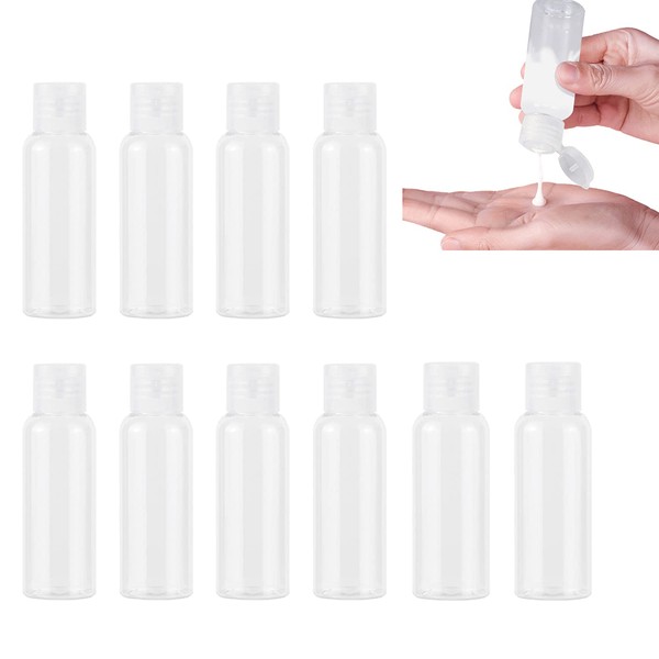 Liroyal Travel Bottles, Small Divided Bottles (10 Pieces, 1.7 fl oz (50 ml), Refill Containers, Leak Proof Design, Refill Bottle, For Business Trips, Shampoo, Cream, Lotion, Storage, Travel Bottle, Transparent (1.7 fl oz (50 ml)