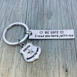 Infinity Collection Police Keychain, Be Safe I Need You Here You Here With Me, Gift for Police Officers