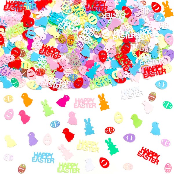 Happy Easter Confetti Easter Rabbit Egg Chicken Shape Glitter Metallic