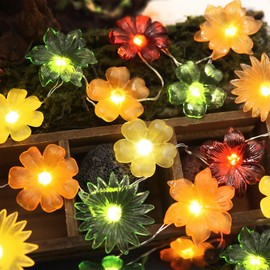 Cute Flower Fairy Lights String of flowers for decorating-7ft 20LED Waterproof Battery Operated String Lights Outdoor Indoor- Floral Garland for Wedding Garden Christmas Tree Bedroom Wreath Decor