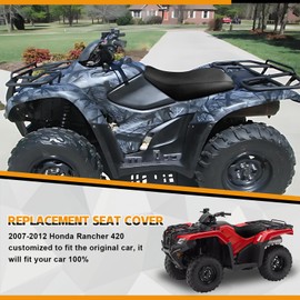 Kistrba ATV Seat Cover Compatible with 2007-2012 Honda Rancher 420, Heavy Duty Leather Seat Cover Replacement, Black