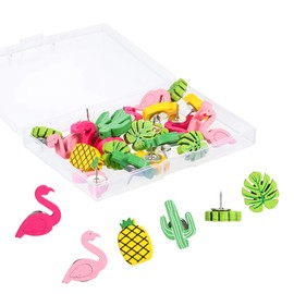 EOAMGO Pack of 30 Push Pins, Flame Bird Push Pins, Cactus Push Pins, Cute Thumbtacks, Decorative Pin Board Pins for Bulletin Board, Cork Board, World Map, School, Home, Office
