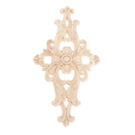 4-Pack Wood-Carved Furniture Applique Onlay,27x14cm/10.63"x5.51", Center Flower Decal for Cupboard Dresser Cabinet Chest Bed Door Wall Wardrobe Ceiling