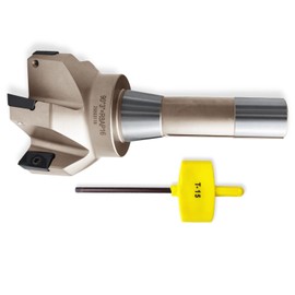 R8 Shank Indexable End Mill 3" Diameter 90 Degree High Speed Milling Cutter with 6 Apkt1604 Carbide Inserts (6-1/4" Overall Length)