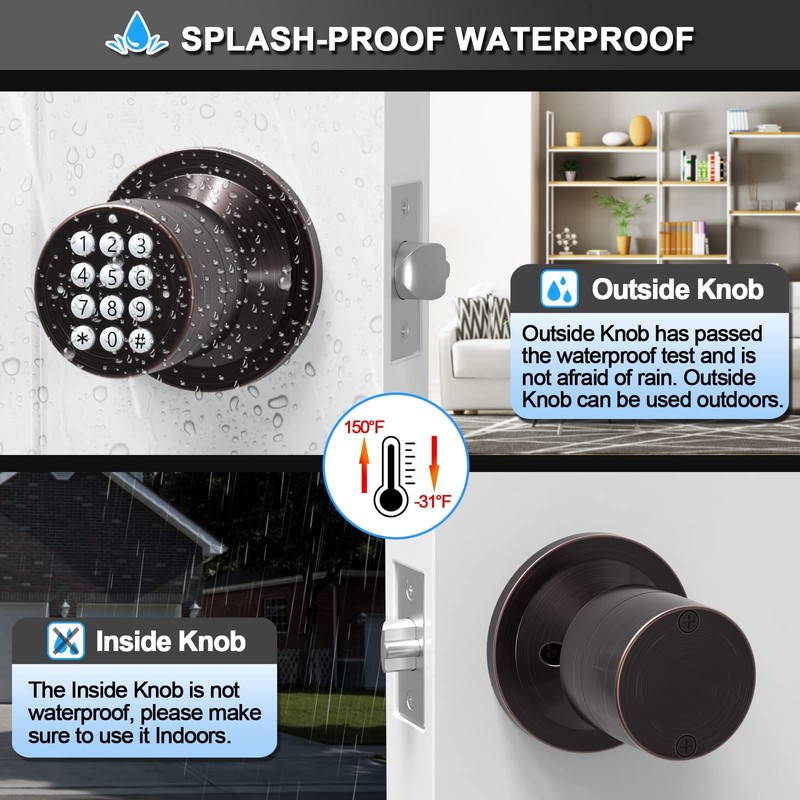 Signstek Keyless Entry Door Lock,Door Knob with Keypad，Smart Code Door