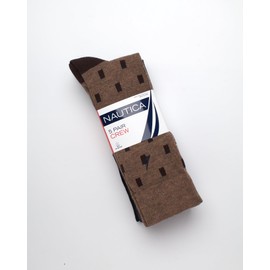 Nautica Mens Dress Socks - 5 Pack Breathable Comfort Stretch Crew-Length Work Socks for Men for Business Formal Wear (6-12.5), Size 6-12.5, Brown/Grey Assorted
