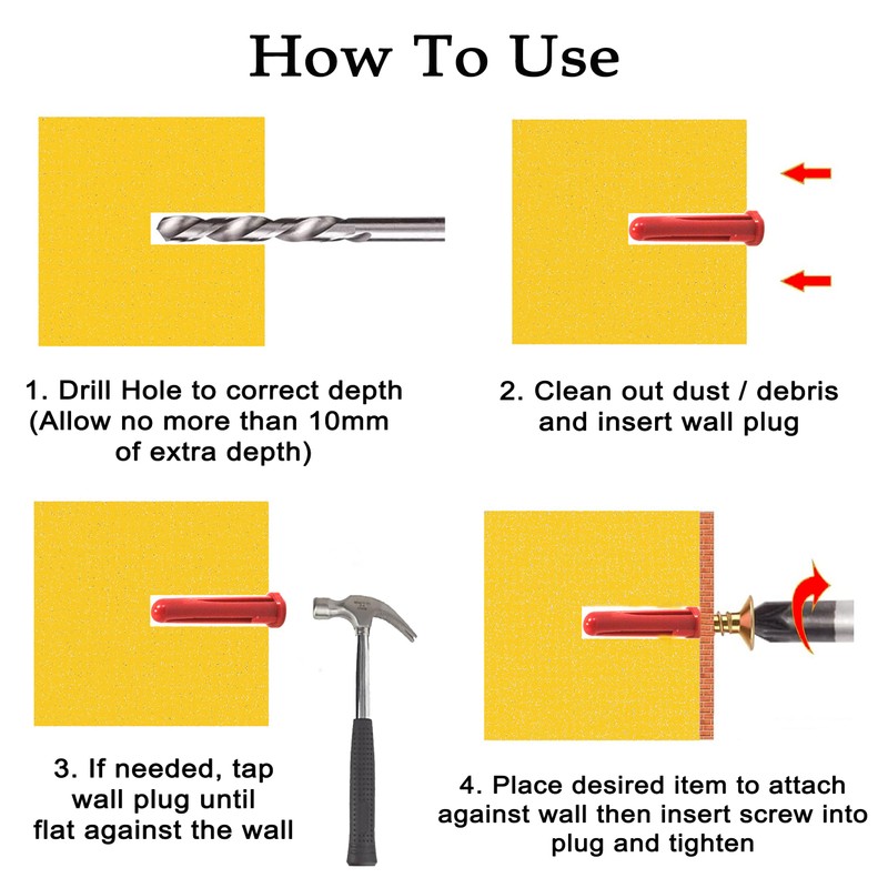 Mixed Pack Red & Brown Masonry Wall Plugs Anchors for