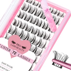 Lash Clusters, 72 Pcs Individual Cluster Lashes DIY Lash Extension 10-16mm Eyelash Clusters Volume Wispy Lashes Super Thin Band Reusable Soft & Comfortable(Nimble,D-8-16mix)