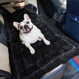 Pessbulmm Backseat Pet Bed Mat Non-Slip Dog Car Seat Cover Scratch Chew Resistant Dog Blanket for SUVs, Trucks & Sedans 23" x 51" Easy Clean Comfortable Car Travel Pet Pad, Pure Black