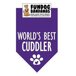 World's Best Cuddler Dog Bandana (One Size Fits Most for Medium to Large Dogs, Purple)